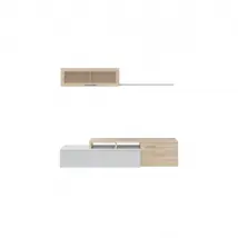 Loungitude Meuble TV ESMÉ - Blanc et Bois