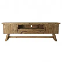 pegane Meuble TV Recyclé - Bois Naturel - 180 cm