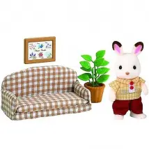 Sylvanian Families Papa Lapin Chocolat dans son Salon