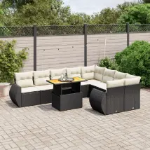 vidaXL Salon de jardin 10 pcs - Noir