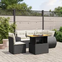 Salon de jardin vidaXL 6 pcs - Noir