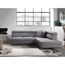 Bestmobilier Linea - Canapé d'angle convertible - Gris clair