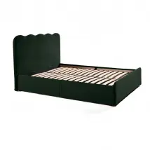 BestMobilier Kahlo Lit Coffre - 160x200 cm - Velours - Vert