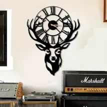DEKORY Cerf Horloge Murale - 81x61 cm