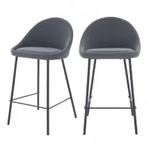 Lot de 2 chaises pour îlot central 65 cm en cuir synthétique gris - Misty
