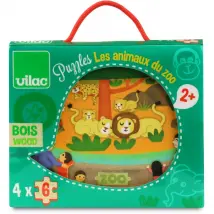 Vilac 4 puzzles animaux du zoo - 6 pièces