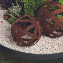 Boule Déco Jardin 40 cm - Rouille
