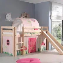 MES Lit surélevé 90x200 cm avec toboggan