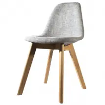 Lot de 2 Chaises Mes - Gris Clair et Naturel
