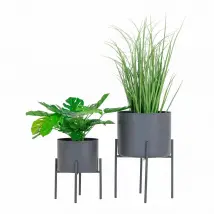 Lot de pots de fleurs gris - 2 unités