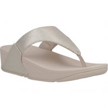 Women's Fit Flop Lulu Coated Canvas Toe-Post Sandals in Beige