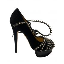 Charlotte Olympia Boze Portia Studded Platform Pumps in Zwart Suède