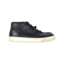 Lanvin Mid-Top Sneakers in Zwart Leer