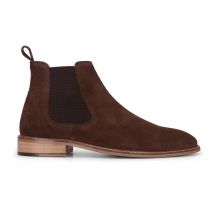 London Brogues Heren Bruine Suède Leren Slip-On Chelsea Enkellaarsjes