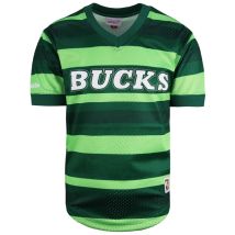 Mitchell & Ness NBA Bucks Wordmark Mesh Heren T-shirt