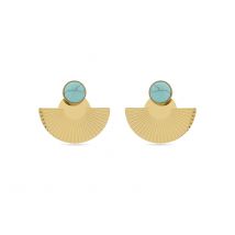 Luxenter Turquoise oorbellen afgewerkt in 18K geel goud- Ria