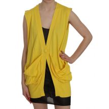 PINK MEMORIES Gele 100% Katoenen Mouwloze Cardigan Top Vest