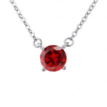 Solitaire ketting 6 mm rood zirkoniumoxide set 4 zilveren klauwen 925