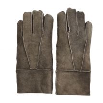 Unisex bruine schapenvacht suède handschoenen met oprolbare/neerwaartse manchetten
