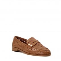 Dune Glimmered Leren Damesslippers In Tan.