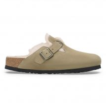 Sandales en cuir suédé et fourrure Birkenstock Boston Shearling