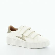 Baskets femme Vanessa Wu éclair blanches à détails serpent taupe
