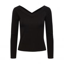 T-shirt à col V épaules dénudées manches longues femme Pieces Maliva