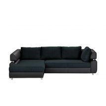 switch Ecksofa schwarz - Kunstleder/Webstoff Panama