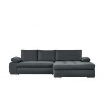 smart Ecksofa grau - Flachgewebe Ibby