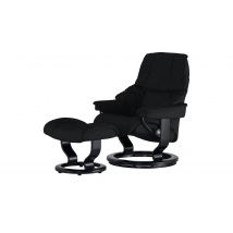 Stressless Relaxsessel mit Hocker schwarz - Leder Reno L