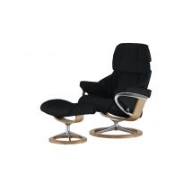 Stressless Relaxsessel mit Hocker schwarz - Leder Reno M