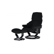 Stressless Relaxsessel mit Hocker schwarz - Leder Reno S