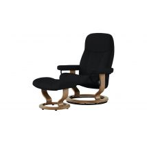 Stressless Relaxsessel mit Hocker schwarz - Leder Consul S