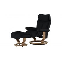 Stressless Relaxsessel mit Hocker schwarz - Leder Magic L