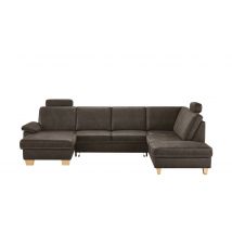 meinSofa Wohnlandschaft braun - Leder/Mikrofaser Samu