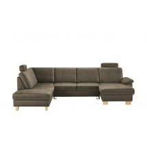 meinSofa Wohnlandschaft grau - Leder/Mikrofaser Samu