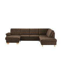 meinSofa Wohnlandschaft braun - Leder/Mikrofaser Samu