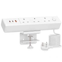 Proline DESK POWER POD 3 x 13A + 1 USB-A &amp; 2 X USB-C (65W) - WHITE