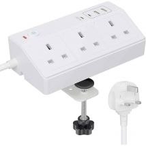 Proline DESK POWER POD 3 x 13A + 2 USB-A &amp; 2 X USB-C (20W) - WHITE