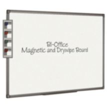 Bi-Office Maya Magnetic Melamine Whiteboard Grey Plastic Frame 2400x12