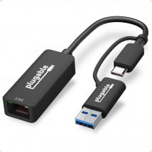 Plugable Technologies 2.5G USB C and USB to Ethernet Adapter. 2-in-1 A
