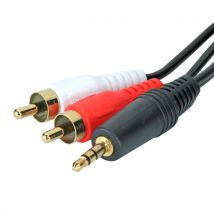 Cablenet 10m Audio 3.5mm Stereo Plug - 2 x RCA Plug Black PVC Cable