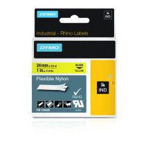 Dymo 1734525/S0773850 Ribbon Nylon flexible black on yellow 24mm x 3.5