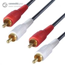 connektgear 10m 2 x RCA/Phono Audio Cable - Male to Male - Gold Connec