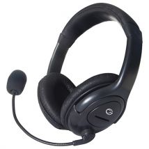 connektgear HP512 Stereo PC On-Ear Headset with Boom Mic and Volume Co