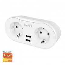 LogiLink WiFi Smart plug. 2port. Tuya compatible. 2x USB-A. 2x CEE 7/3