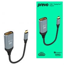 PREVO USBC-DP-ADA video cable adapter 0.2 m USB Type-C DisplayPort Bla