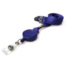 Digital ID 15mm Recycled Plain Navy Blue Lanyards with Card Reels (Pac