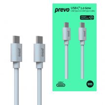 PREVO USB 2.0 60W C to C PVC cable. 20V/3A. 480Mbps. Injection mouldin