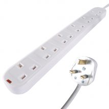 connektgear 2m 6 Way Surge Protected Power Extension Block - UK Plug t